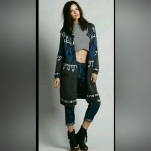 Free People Frosted Fair Isle Mohair Blend‎ Longline Cardigan